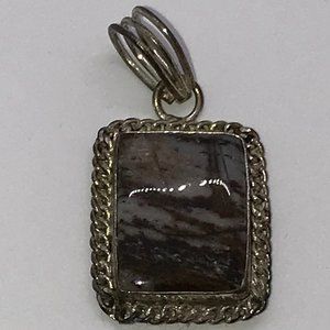 Sterling Silver Picasso Jasper Pendant with Chain Detail